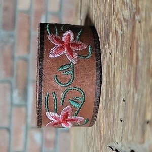 Embroidered Leather Cuff Bracelet